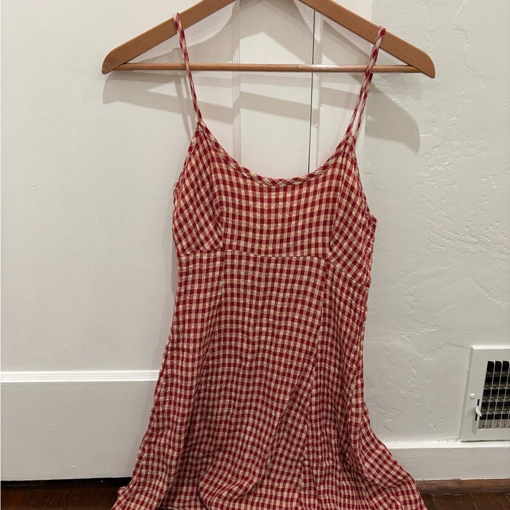 Red Gingham Spaghetti Strap Dress